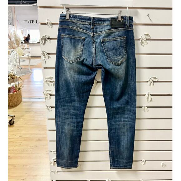 R13 Boy Mid Rise Whiskered 5 Pocket Denim Skinny Jeans Blue Women's Size W26 - Picture 9 of 9